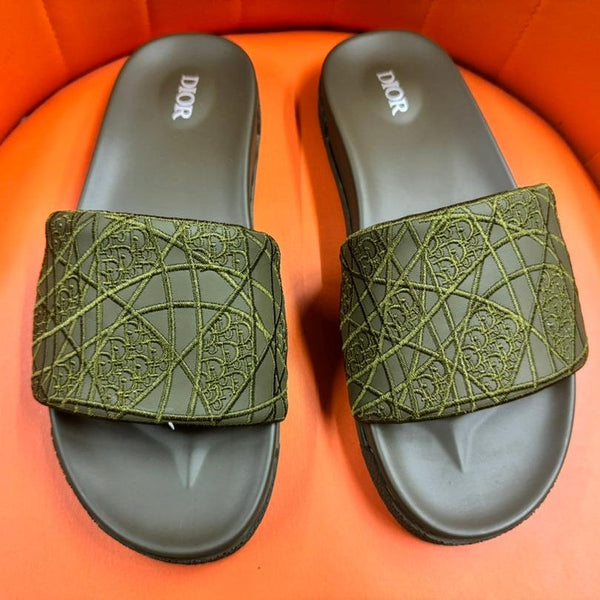 CD AQUA EMBROIDED SANDAL OLIVE FABRIC
