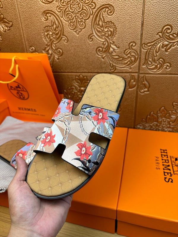 HM IZMIR SANDAL MUSTARD SUEDE WITH FLOWER MOTIF