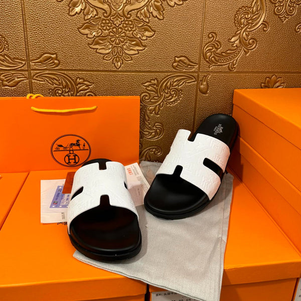 HM IZMIR SLIPPER BLACK AND WHITE CALFSKIN