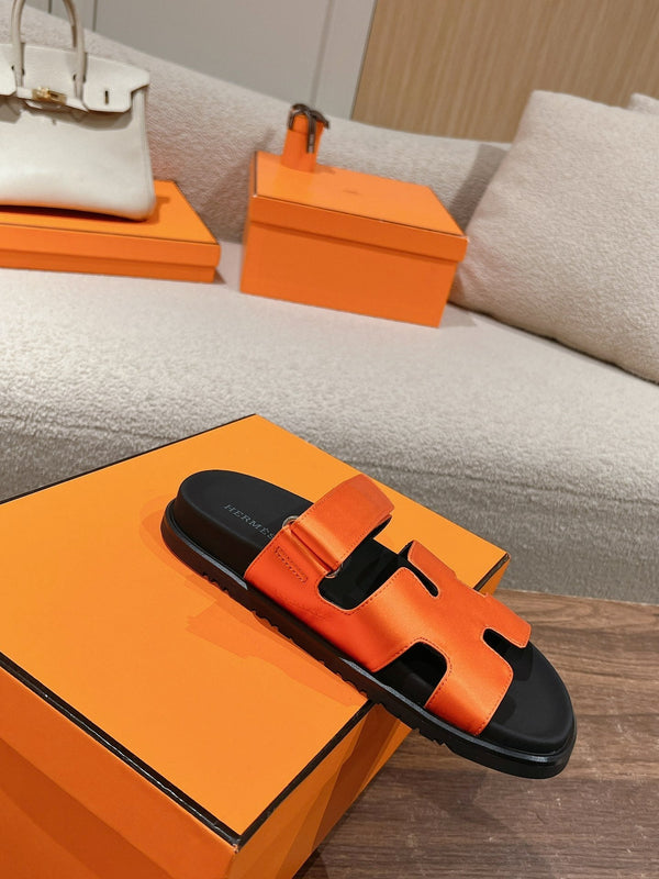 SANDALO CYPRUS NERO MIX ARANCIONE SCURO PELLE DI VITELLO