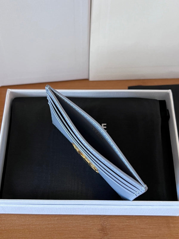 TRIOMPHE Card Holder Glacier Cowhide& Fabric GHW