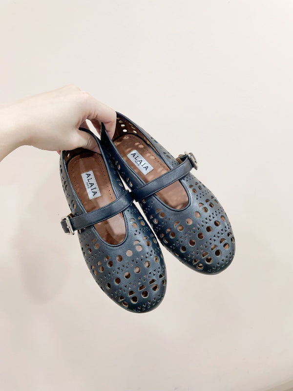 BALLERINA ALAIA HOLLOW IN PELLE DI AGNELLO NERA