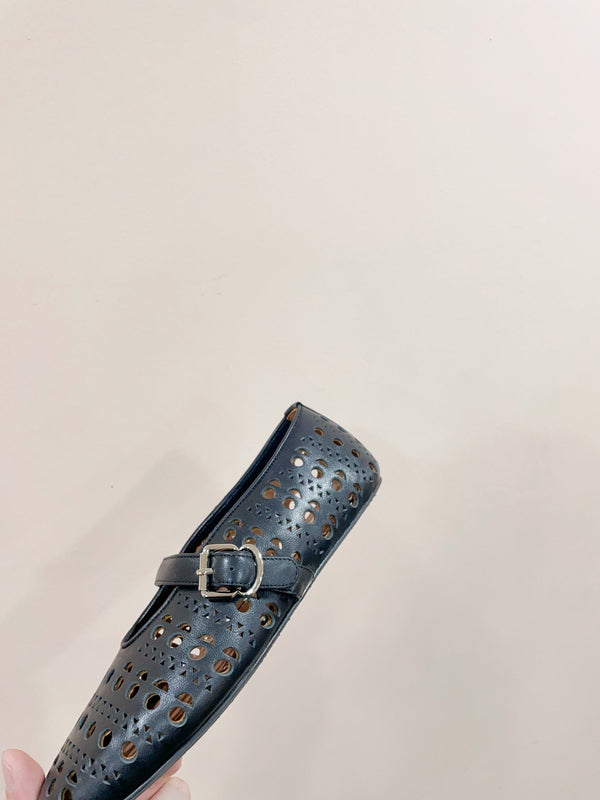 BALLERINA ALAIA HOLLOW IN PELLE DI AGNELLO NERA