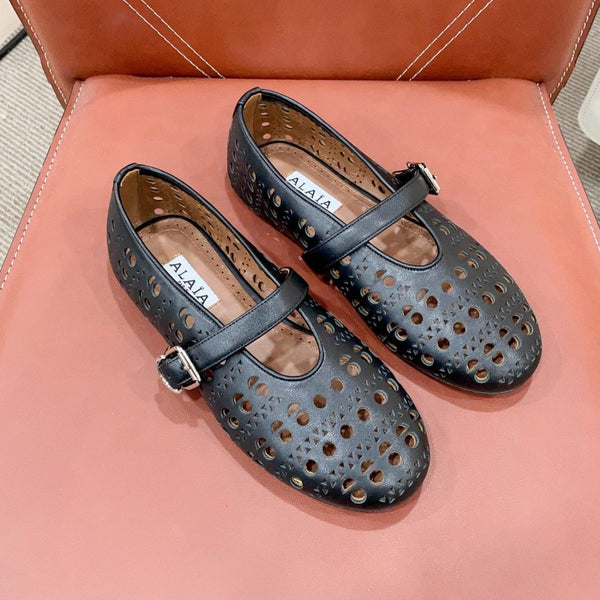 BALLERINA ALAIA HOLLOW IN PELLE DI AGNELLO NERA