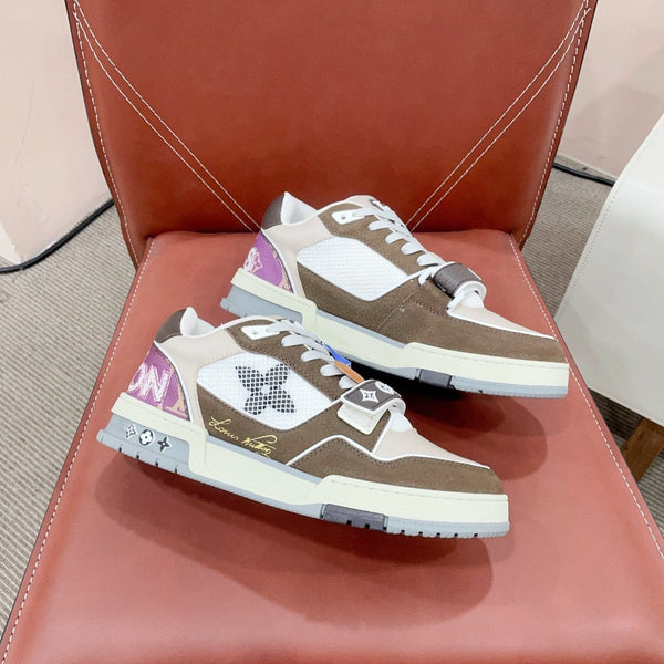 LV Trainer Sneaker Velcro Strap Brown Cowhide