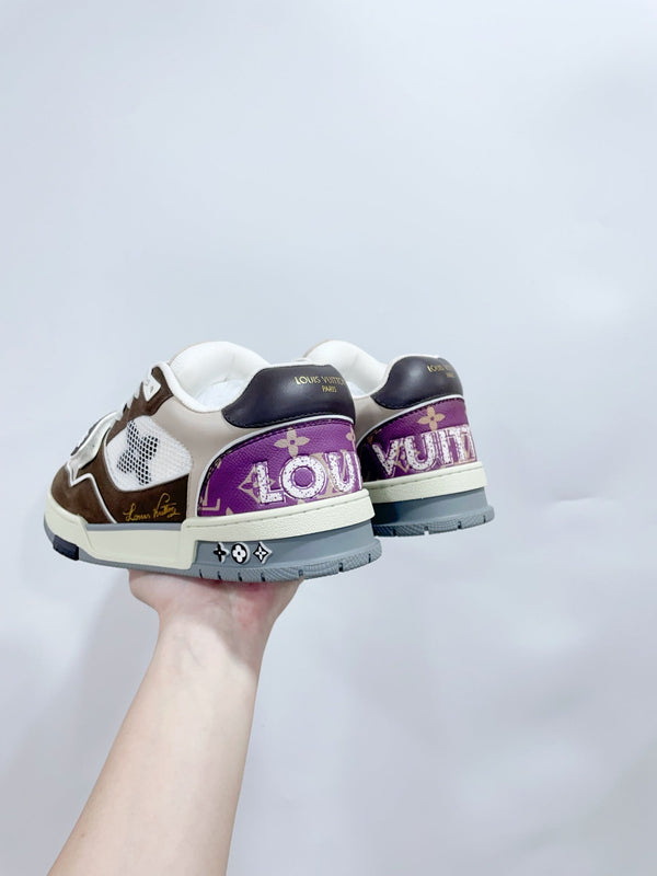 LV Trainer Sneaker Velcro Strap Brown Cowhide