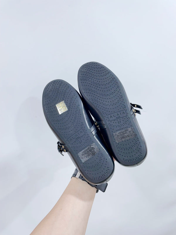 ALAIA MARY JANE SHOES IN BLACK LAMBSKIN WITH GOLD HARDWARE