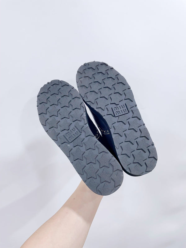 Miu-Church's Loafers Black With White Border Nubuck Leather