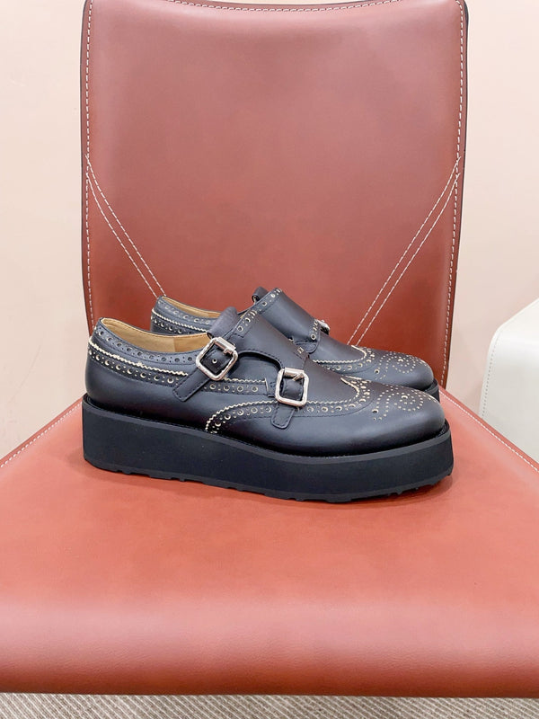 Miu-Church's Loafers Black With White Border Nubuck Leather