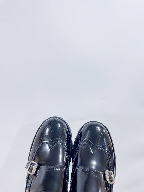 Miu-Church's Loafers Black Glossy Nubuck Leather