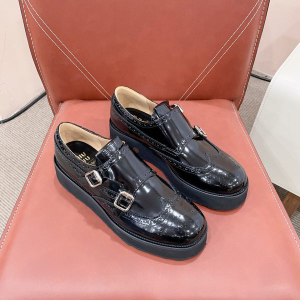 Miu-Church's Loafers Black Glossy Nubuck Leather