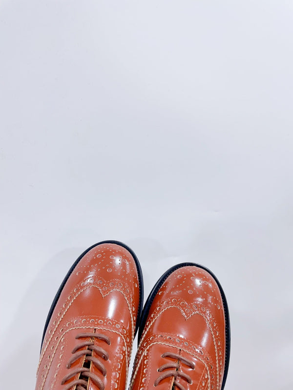 Miu-Church's Lace-Ups Cocoa Brown Glossy Nubuck Leather