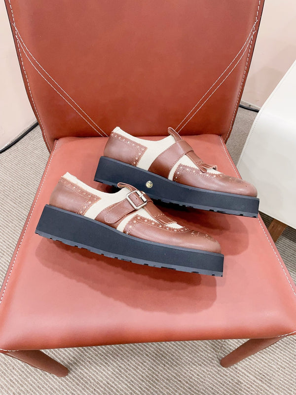 Miu-Church's Loafers Brown And White Nubuck Leather