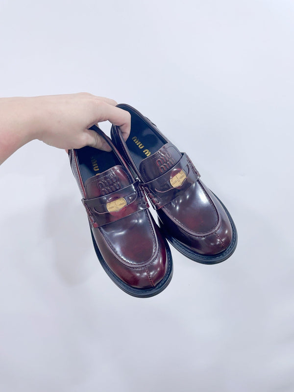 Miu Loafers Crimson Cowhide
