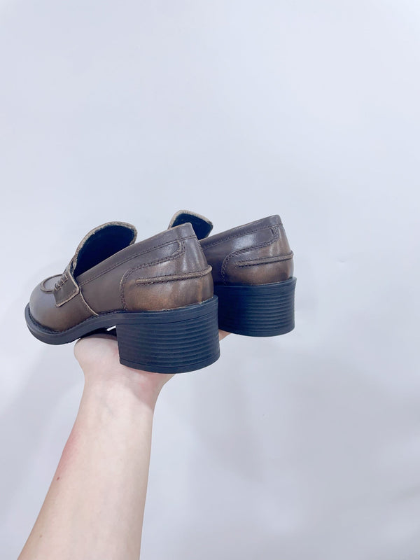 Miu Loafers Chocolate Brown Cowhide