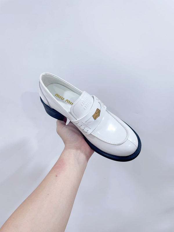 Miu Loafers White cowhide