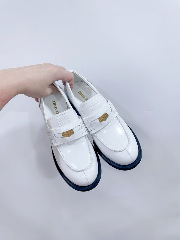 Miu Loafers White cowhide