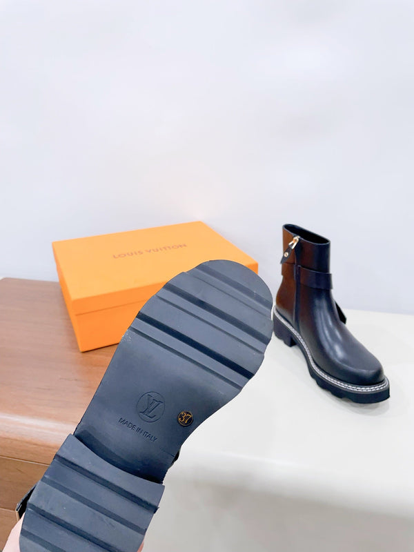 Stivaletto LV Beaubourg in pelle di vitello nera liscia