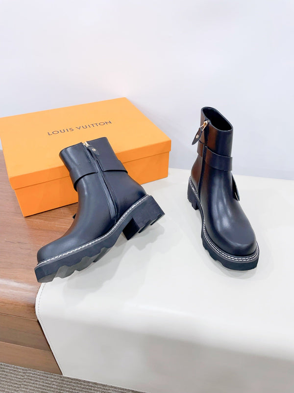 Stivaletto LV Beaubourg in pelle di vitello nera liscia