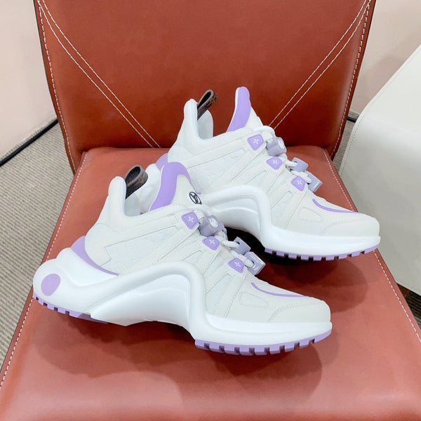 LV Archlight Sports Shoes White With Purple Border Calfskin
