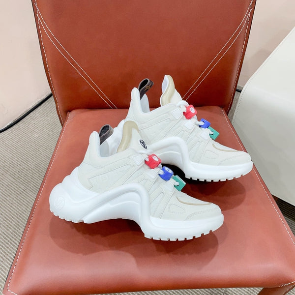 Scarpe sportive LV Archlight bianche con bordo beige in pelle di vitello