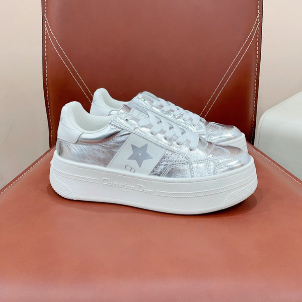 CD Star Platform Sneaker In Silver Glossy Calfskin 999868