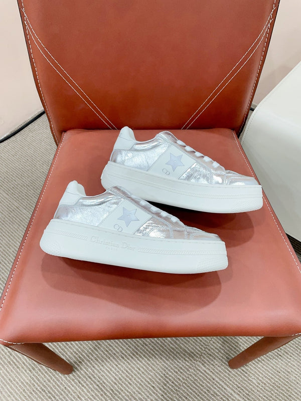 CD Star Platform Sneaker In Silver Glossy Calfskin 999868