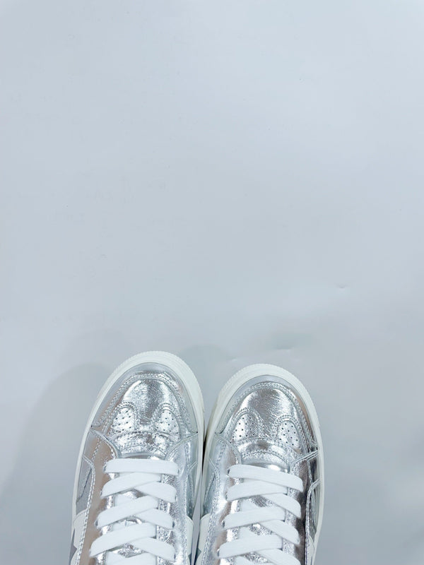 CD Star Platform Sneaker In Silver Glossy Calfskin 999868