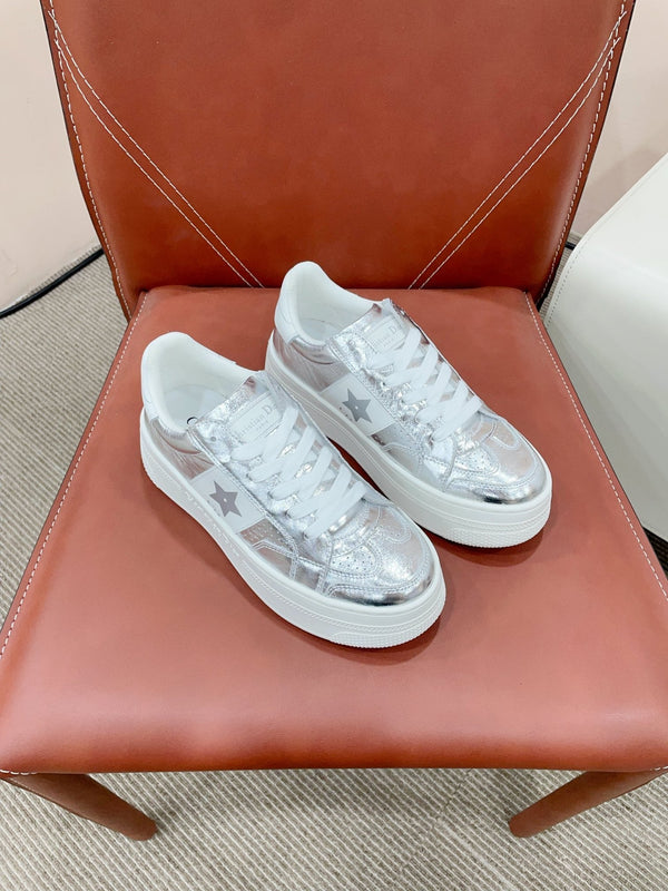 CD Star Platform Sneaker In Silver Glossy Calfskin 999868
