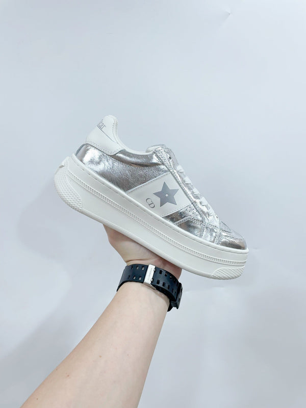 CD Star Platform Sneaker In Silver Glossy Calfskin 999868