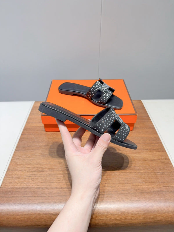 Sandali HM Oran in pelle di vacchetta nera 327122