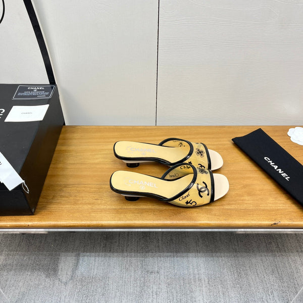 mule sandal 45 beige black pcv and calfskin