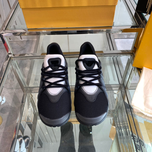 FENDI TAG SNEAKER IN BLACK MESH AND RUBBER
