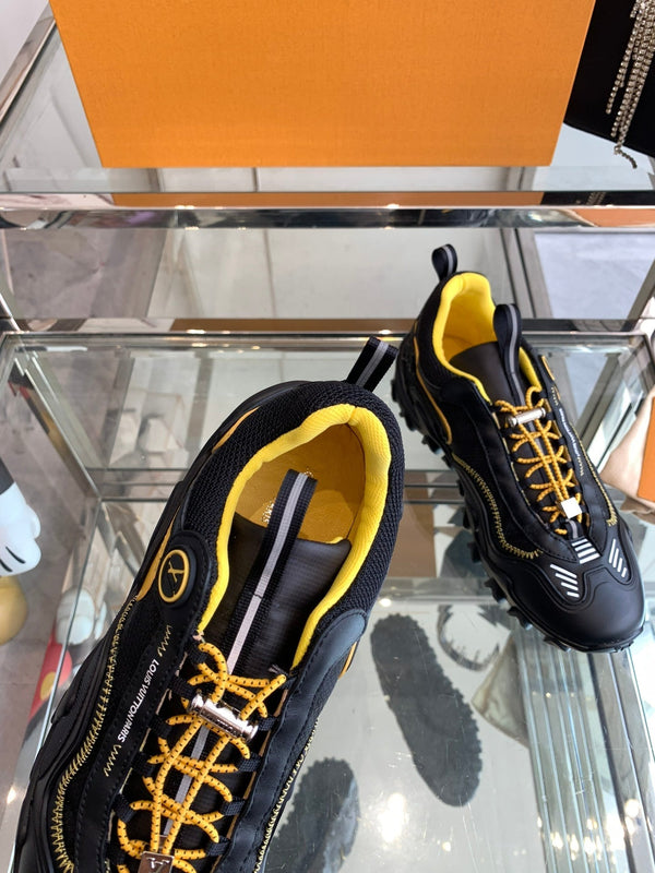 LV Rush Sneaker 40mm Black Yellow Cowhide