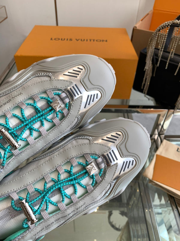 LV Rush Sneaker 40mm Grey Turquoise Cowhide