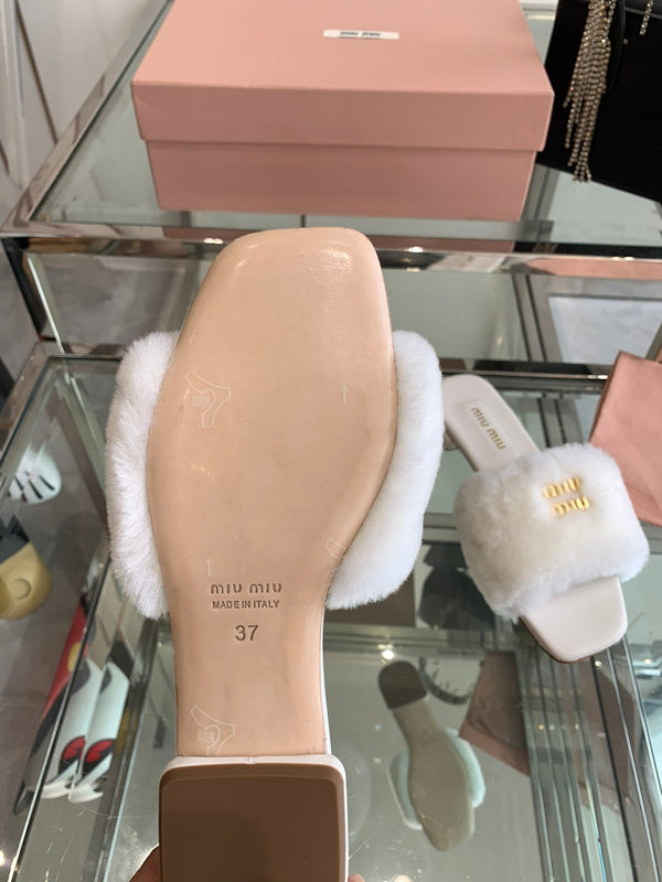 Miu Slippers White Super Soft Wool