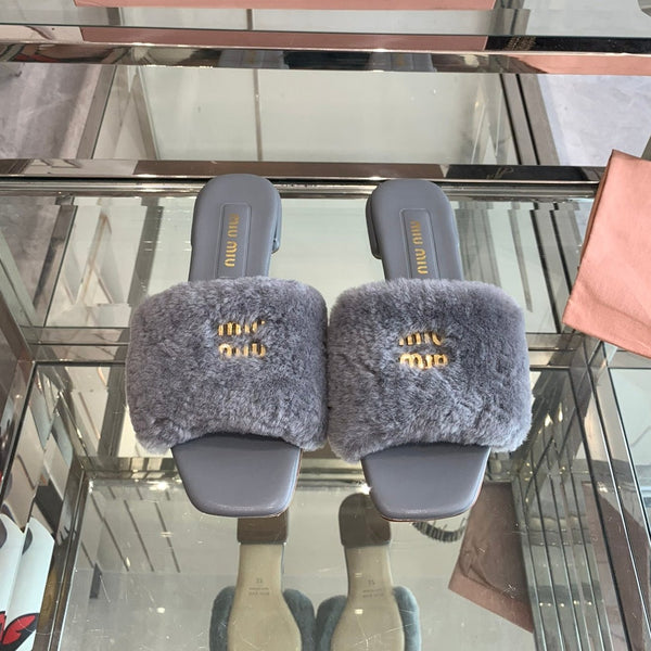 Miu Slippers Grey Super Soft Wool