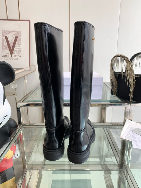CD Diorebel Boot Glossy Black Calfskin