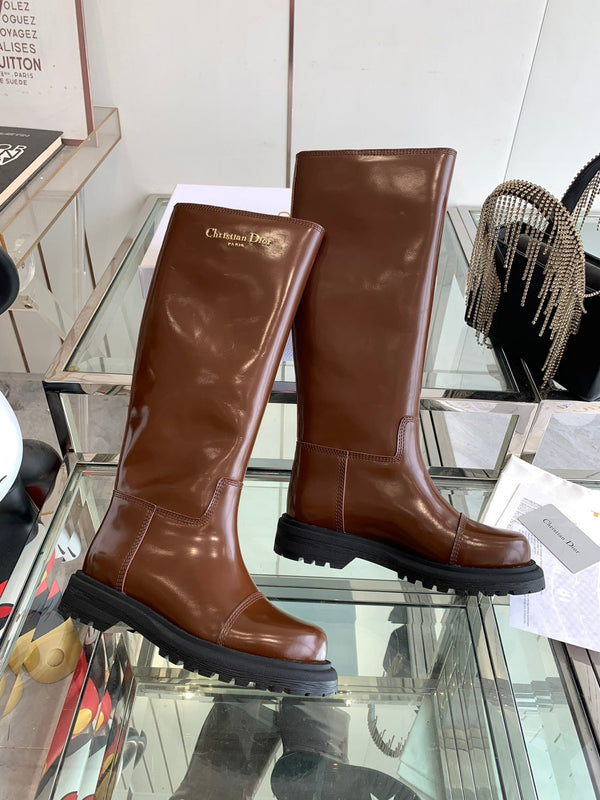 CD Diorebel Boot Glossy Brown Calfskin