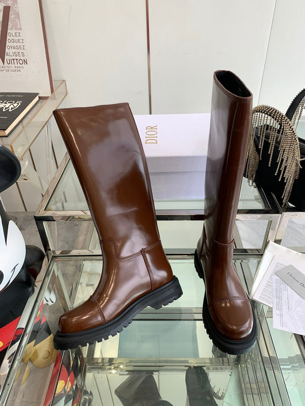 CD Diorebel Boot Glossy Brown Calfskin