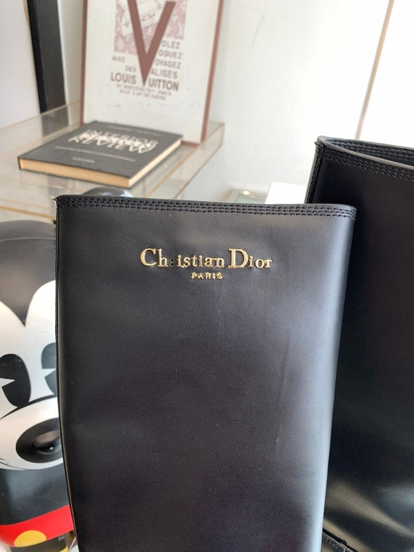 CD Diorebel Boot Plain Black Calfskin