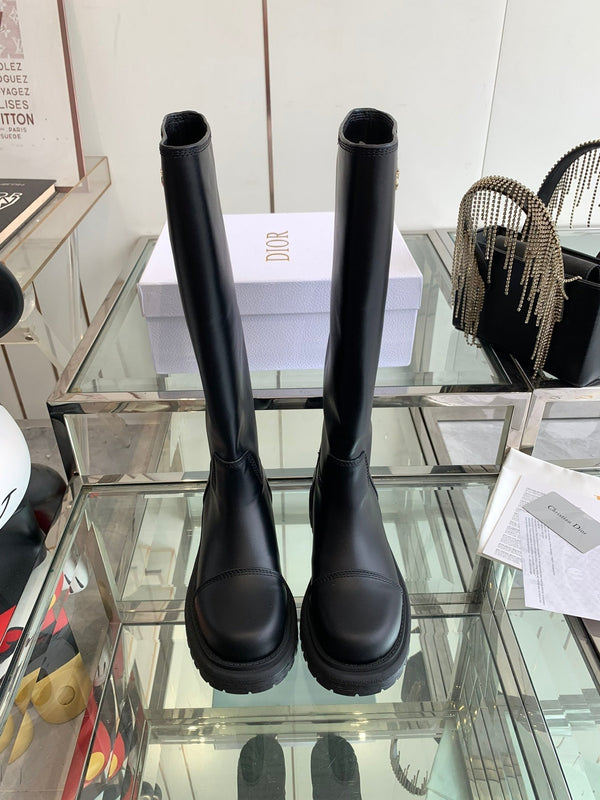 CD Diorebel Boot Plain Black Calfskin