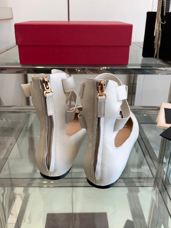 VT 25 Ballerina Ballet Gladiator Flats White Cowhide 292359