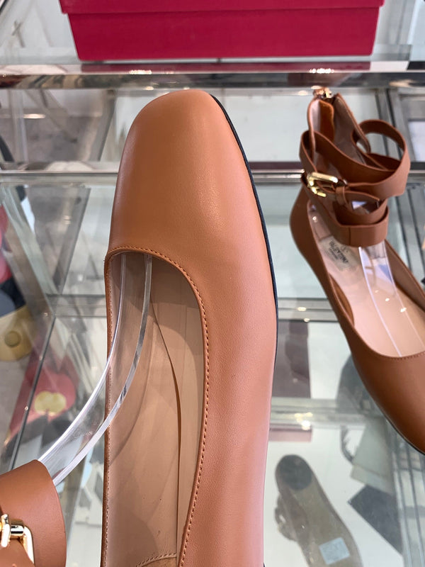 VT 25 Ballerina Ballet Gladiator Flats Brown Cowhide 292361