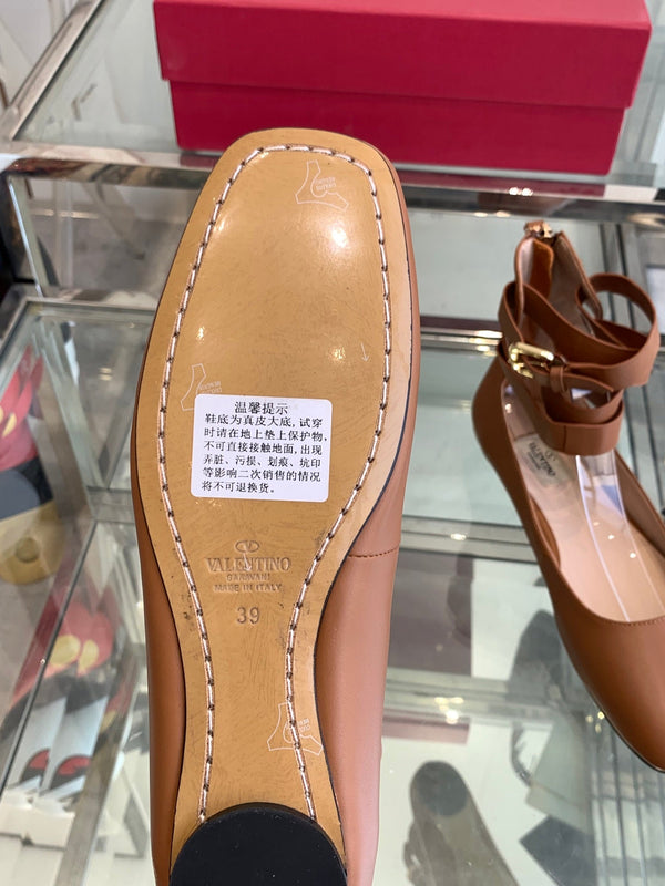 VT 25 Ballerina Ballet Gladiator Flats Brown Cowhide 292361