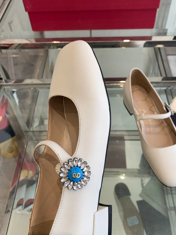 VT 25 Mary Jane Flats White Cowhide 292363