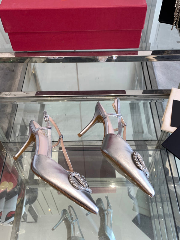 VT 25 High Heels Slingbacks Silver Cowhide 292337