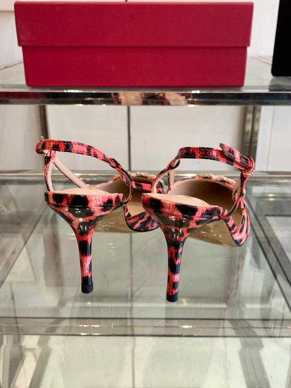 VT 25 High Heels Slingbacks Red Leopard Cowhide 292346