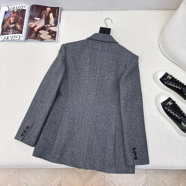 Giacca da abito Miu Miu 25 in poliestere grigio e lana