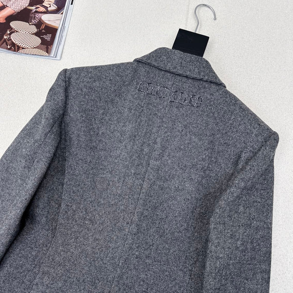 Giacca da abito Miu Miu 25 in poliestere grigio e lana